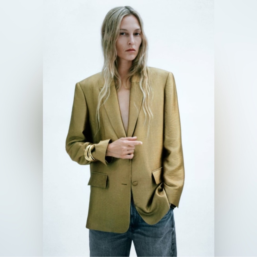 ZARA Gold Straight Cut Blazer, M
NWOT - Picture 13 of 16